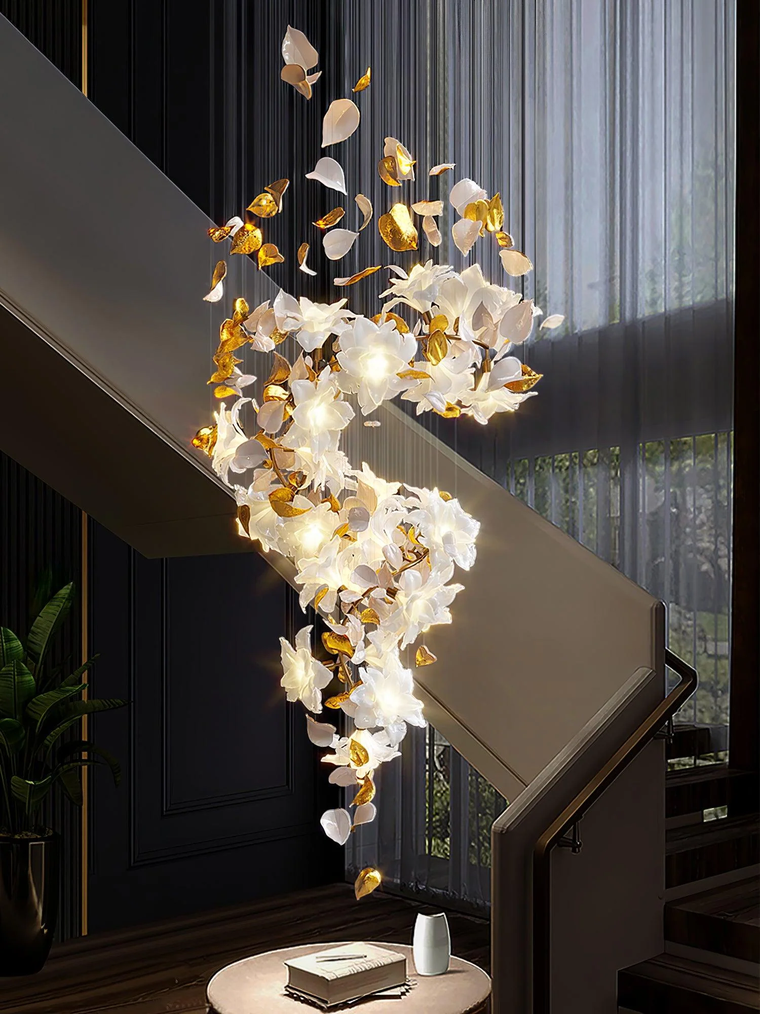 Araeos Flying Flowers Fluttering Brass Chandelier - Image 26