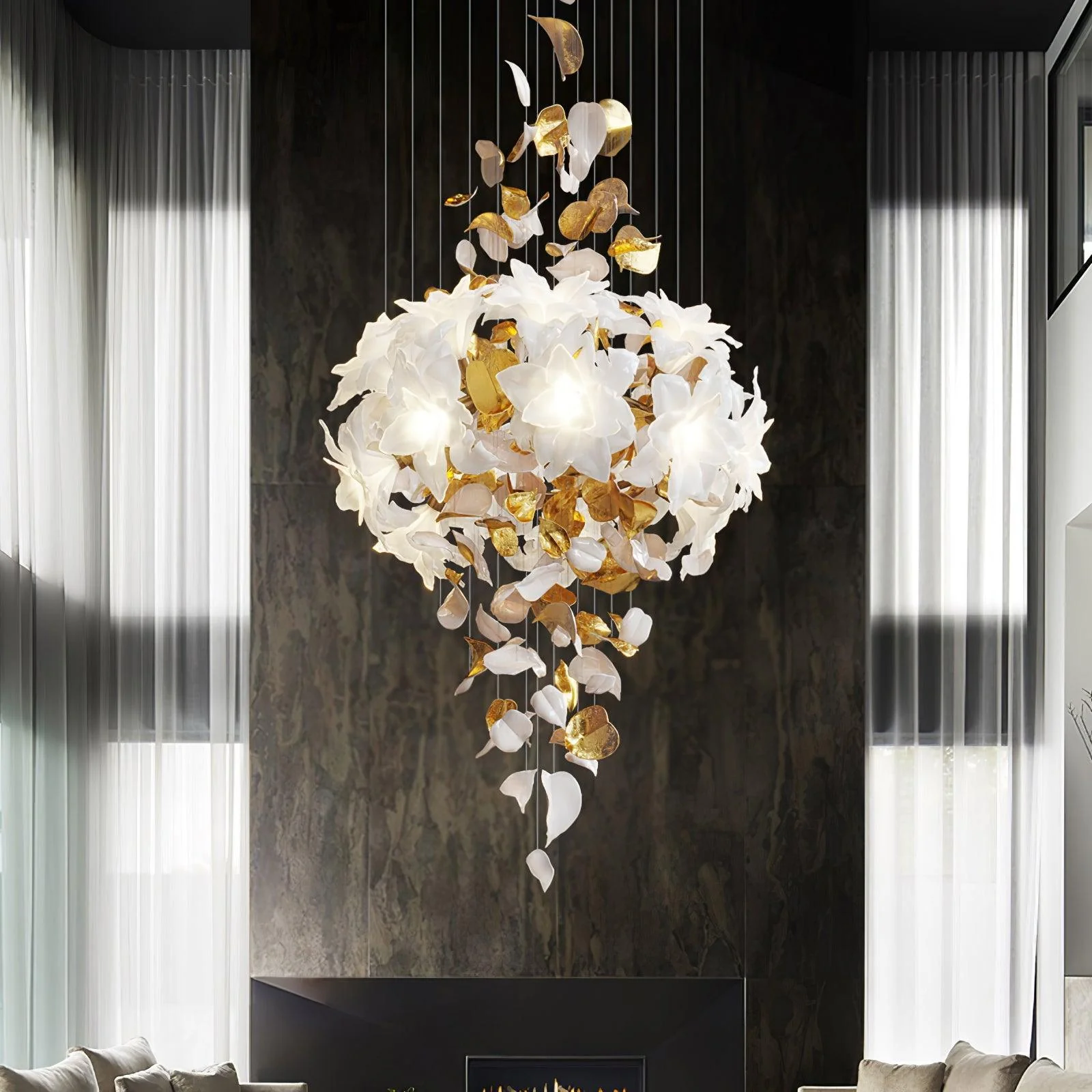 Araeos Flying Flowers Fluttering Brass Chandelier - Image 39