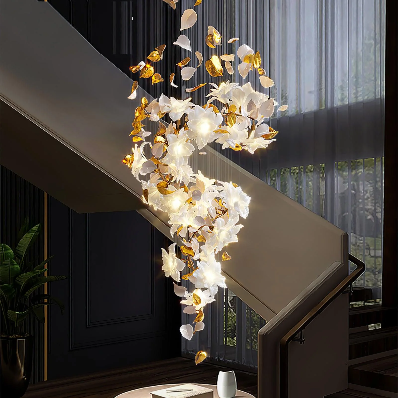 Araeos Flying Flowers Fluttering Brass Chandelier - Image 4