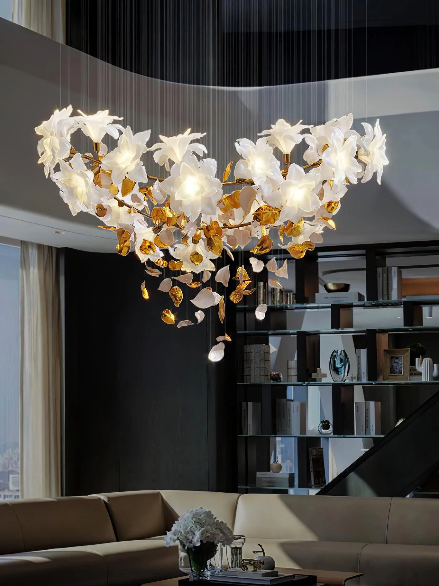 Araeos Flying Flowers Fluttering Brass Chandelier - Image 45