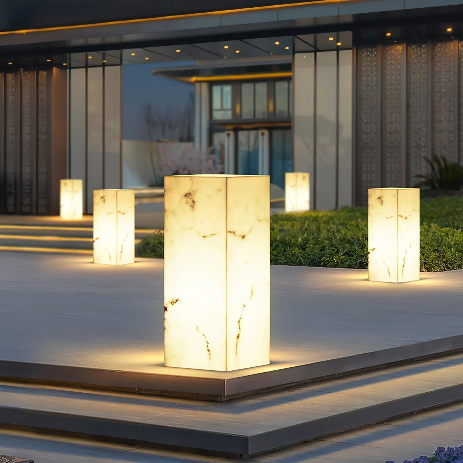 Ardorion Modern Minimalist Cube Marble Outdoor Light - Image 10