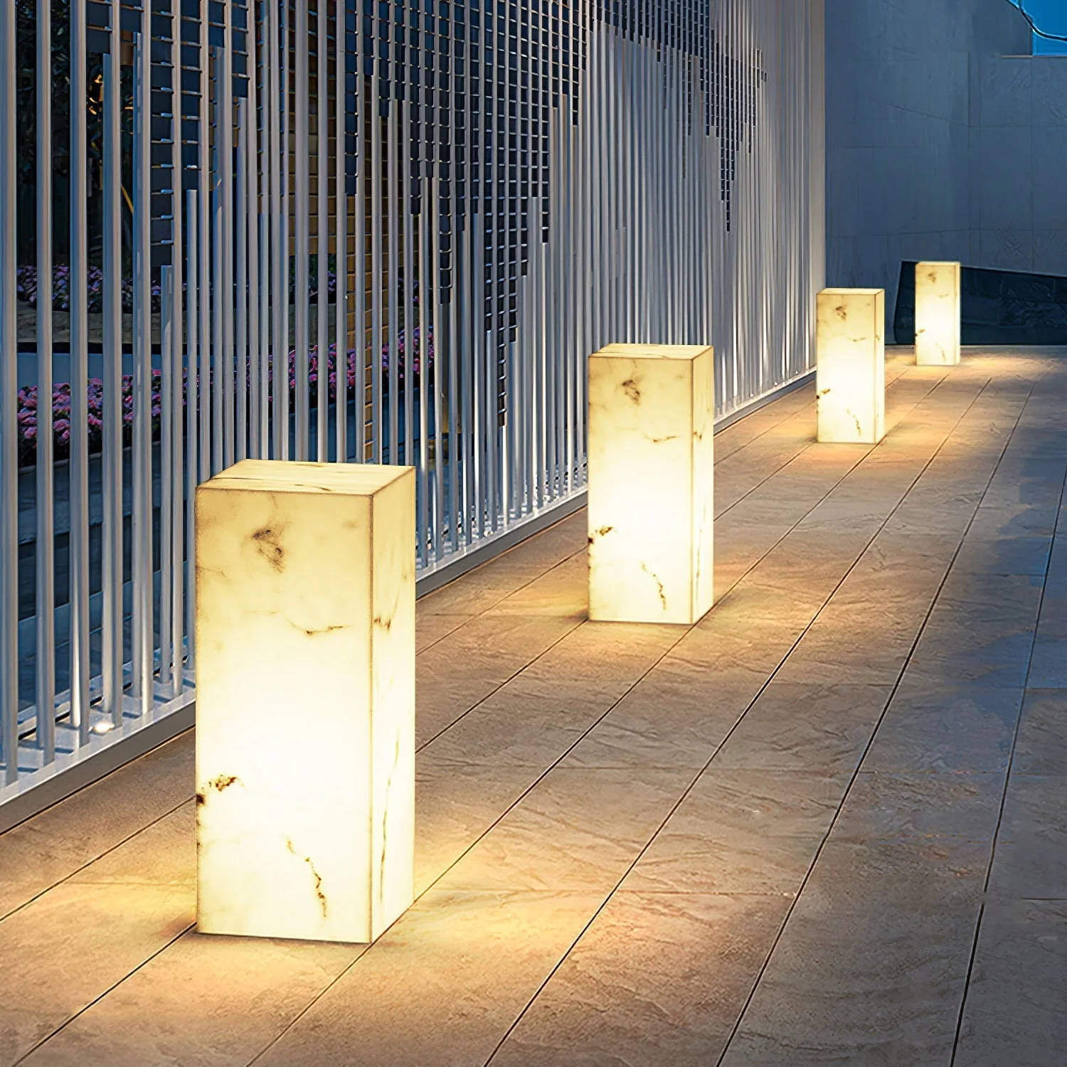 Ardorion Modern Minimalist Cube Marble Outdoor Light - Image 12