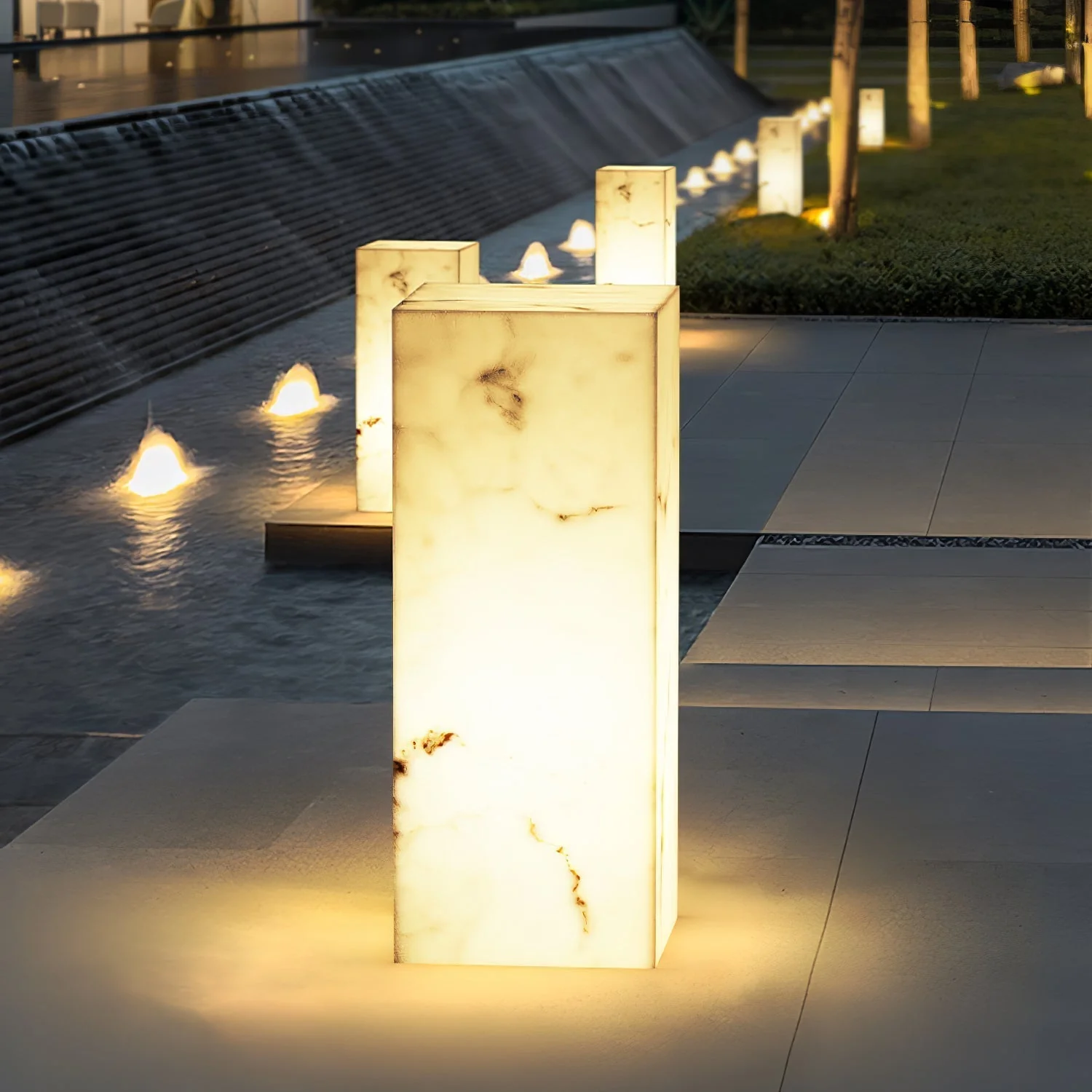 Ardorion Modern Minimalist Cube Marble Outdoor Light - Image 14