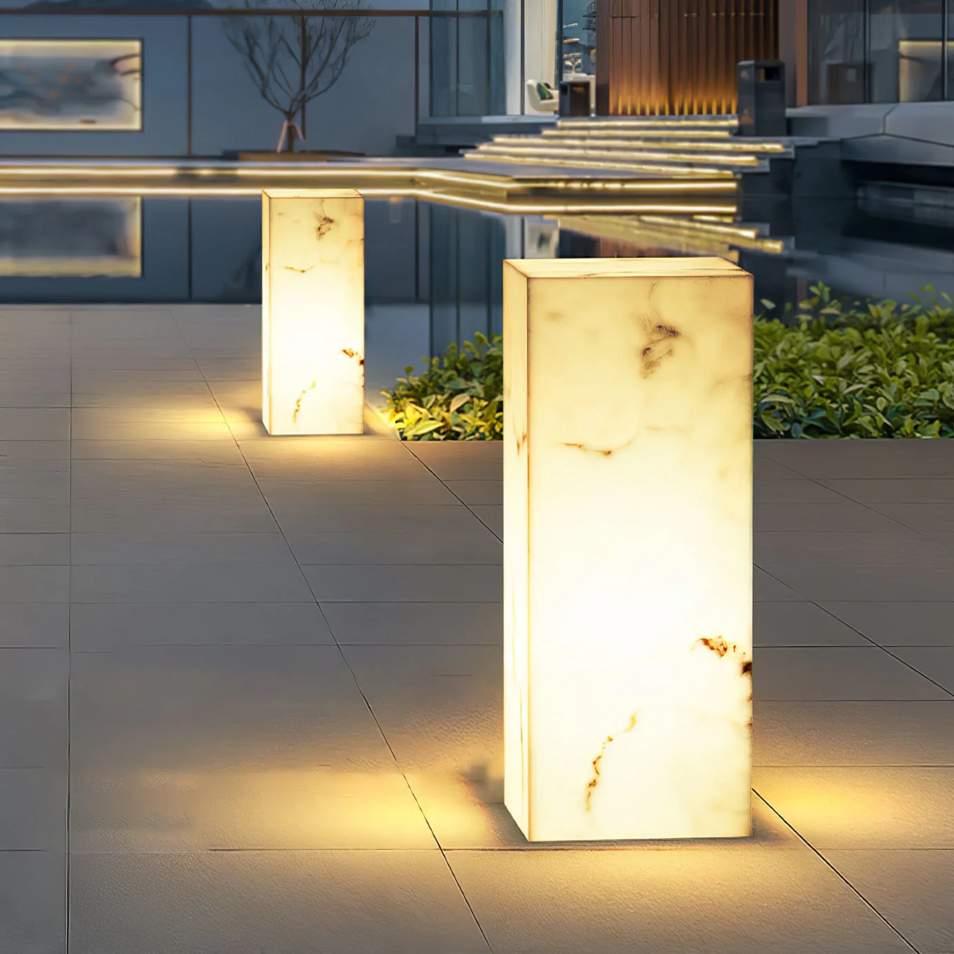 Ardorion Modern Minimalist Cube Marble Outdoor Light - Image 6