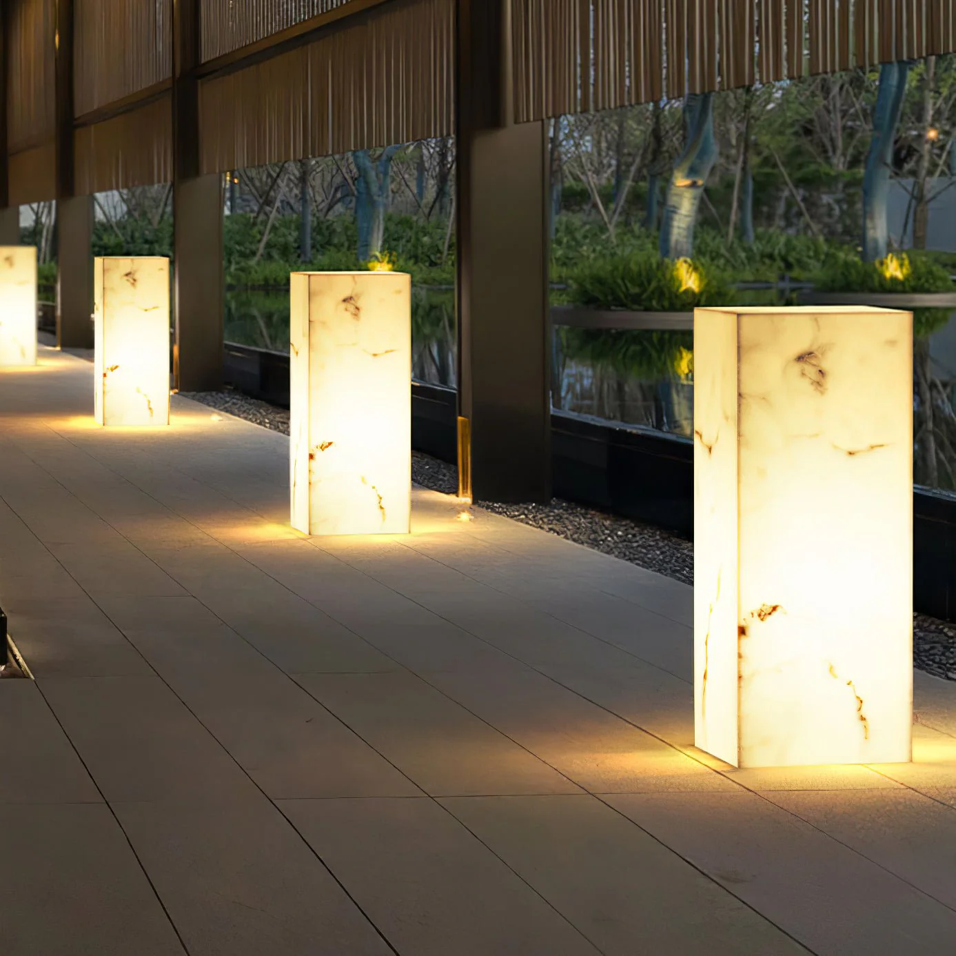Ardorion Modern Minimalist Cube Marble Outdoor Light - Image 7
