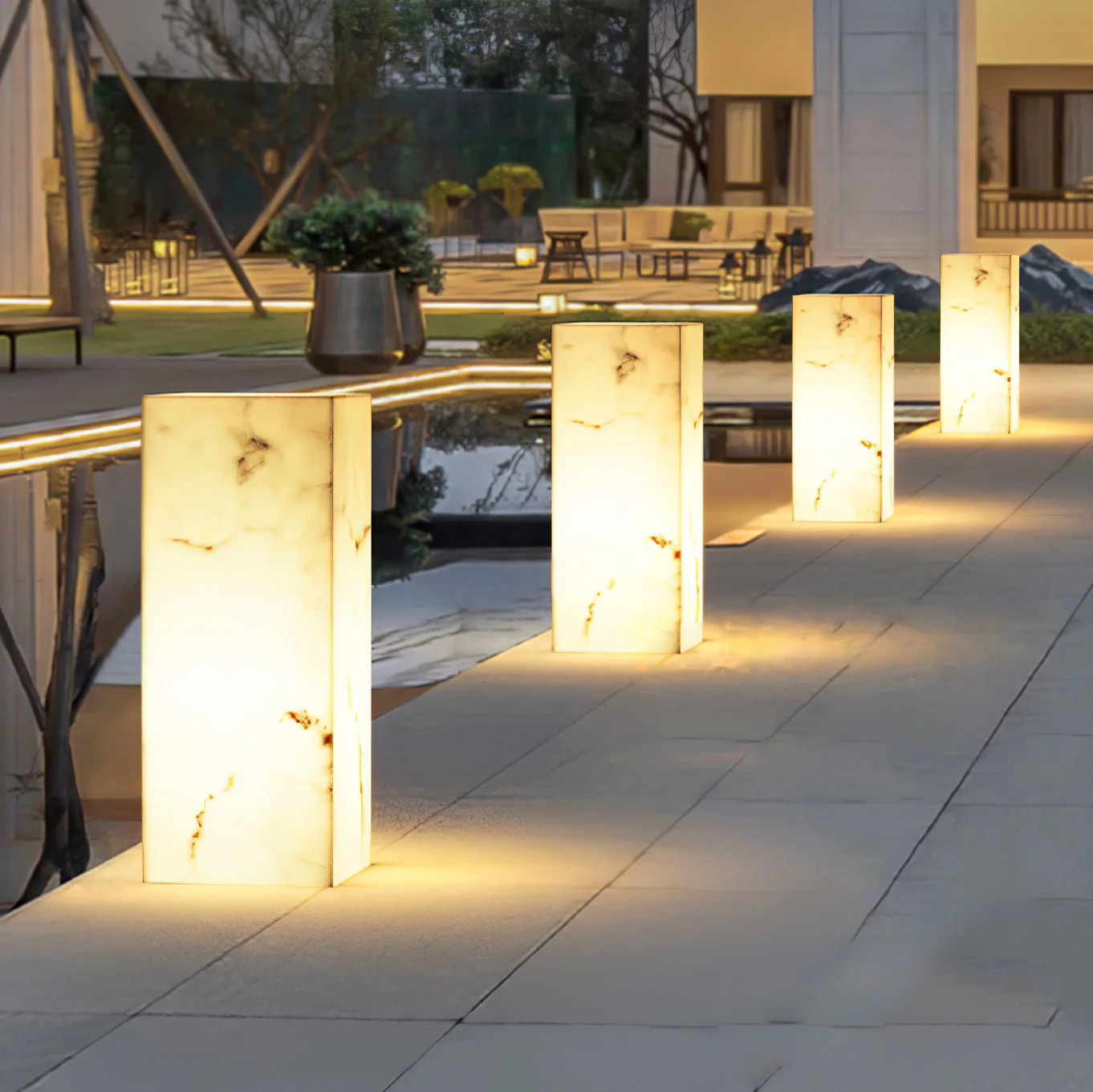 Ardorion Modern Minimalist Cube Marble Outdoor Light - Image 8