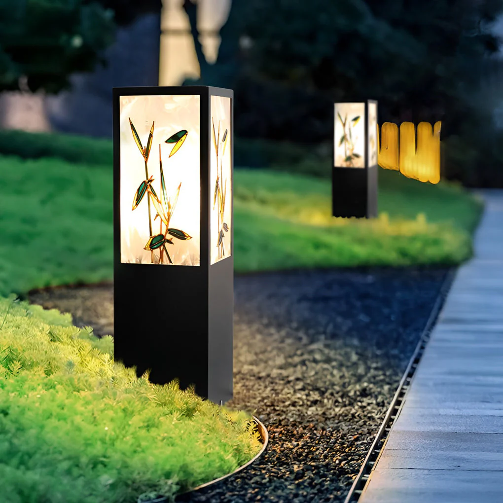 Arleen Vintage Artistic Floral Landscape Bollard Lights - Image 10