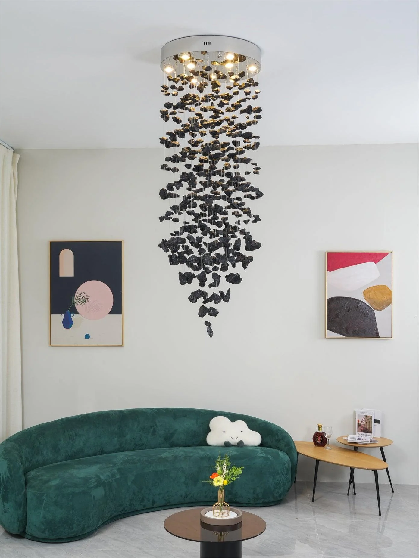 Arsilus Charcoal  Stone Sculptural Chandelier  Letter S to Z - Image 12