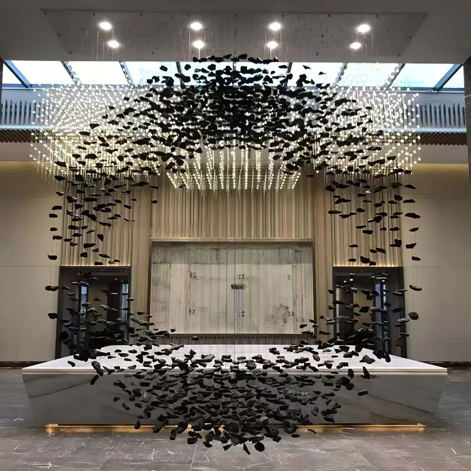 Arsilus Charcoal  Stone Sculptural Chandelier  Orbicular - Image 8
