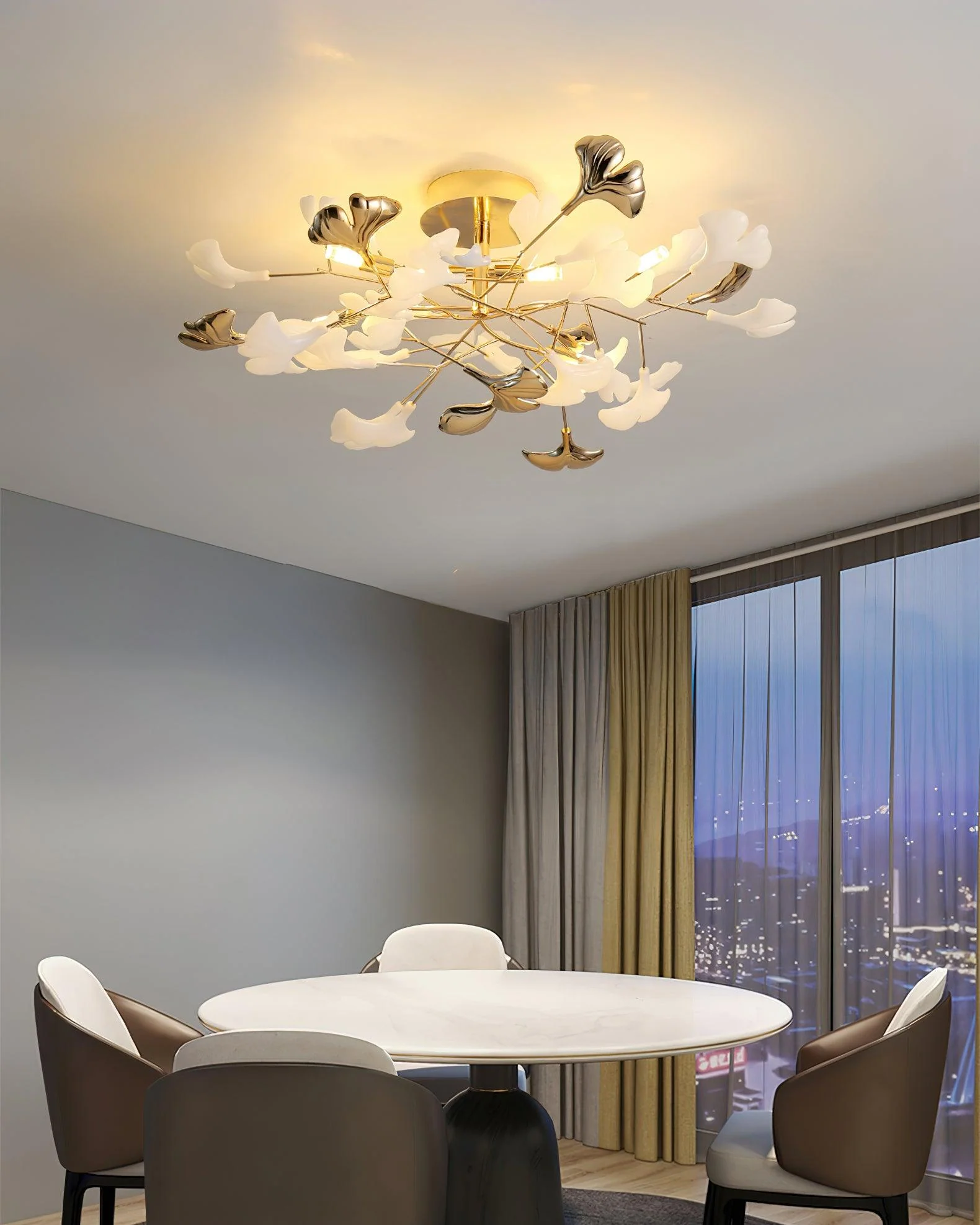 Artheel Premium Nordic Art Gingko Rotating Ceramics Ceiling Lamp - Image 3