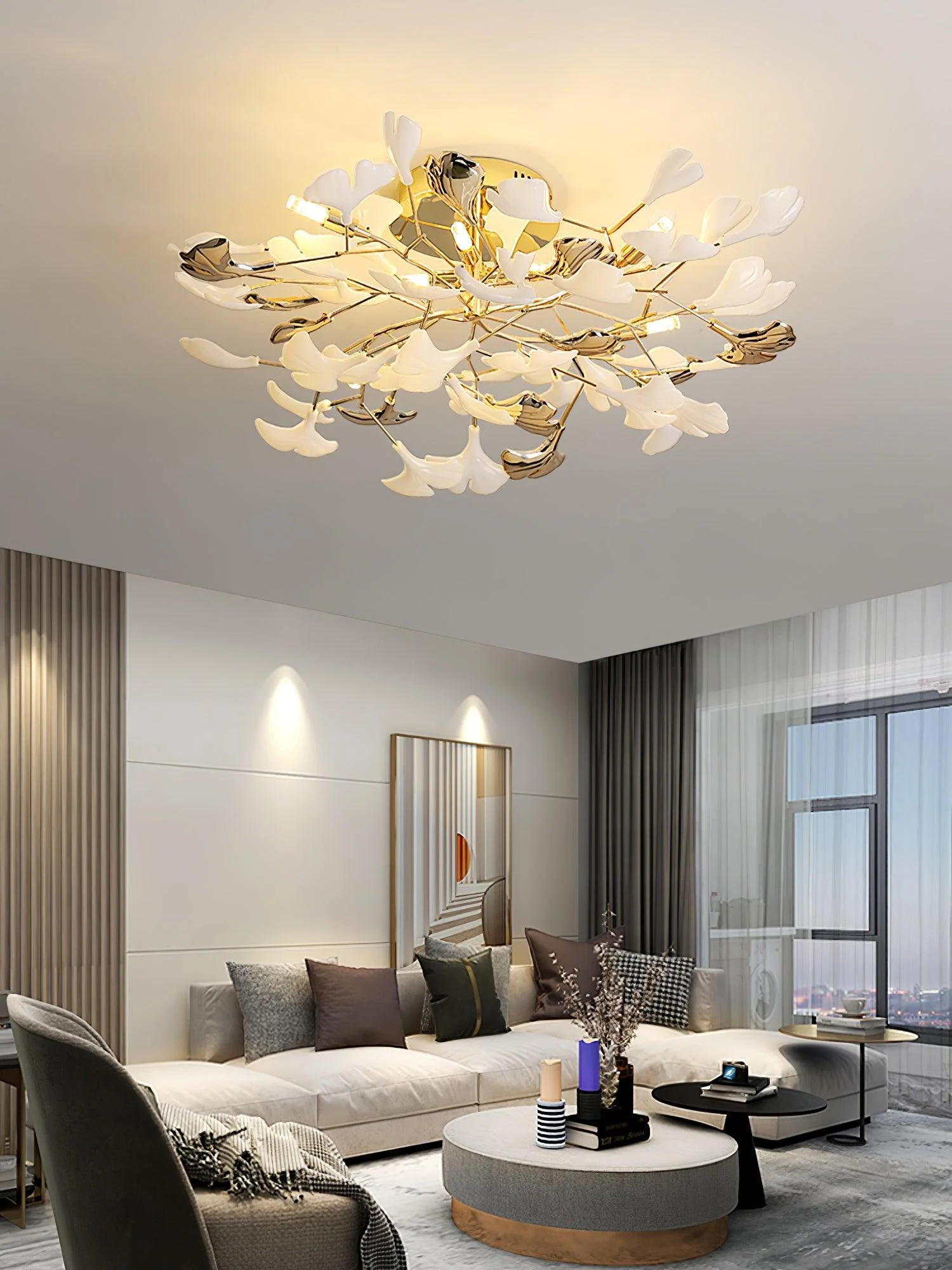 Artheel Premium Nordic Art Gingko Rotating Ceramics Ceiling Lamp - Image 43