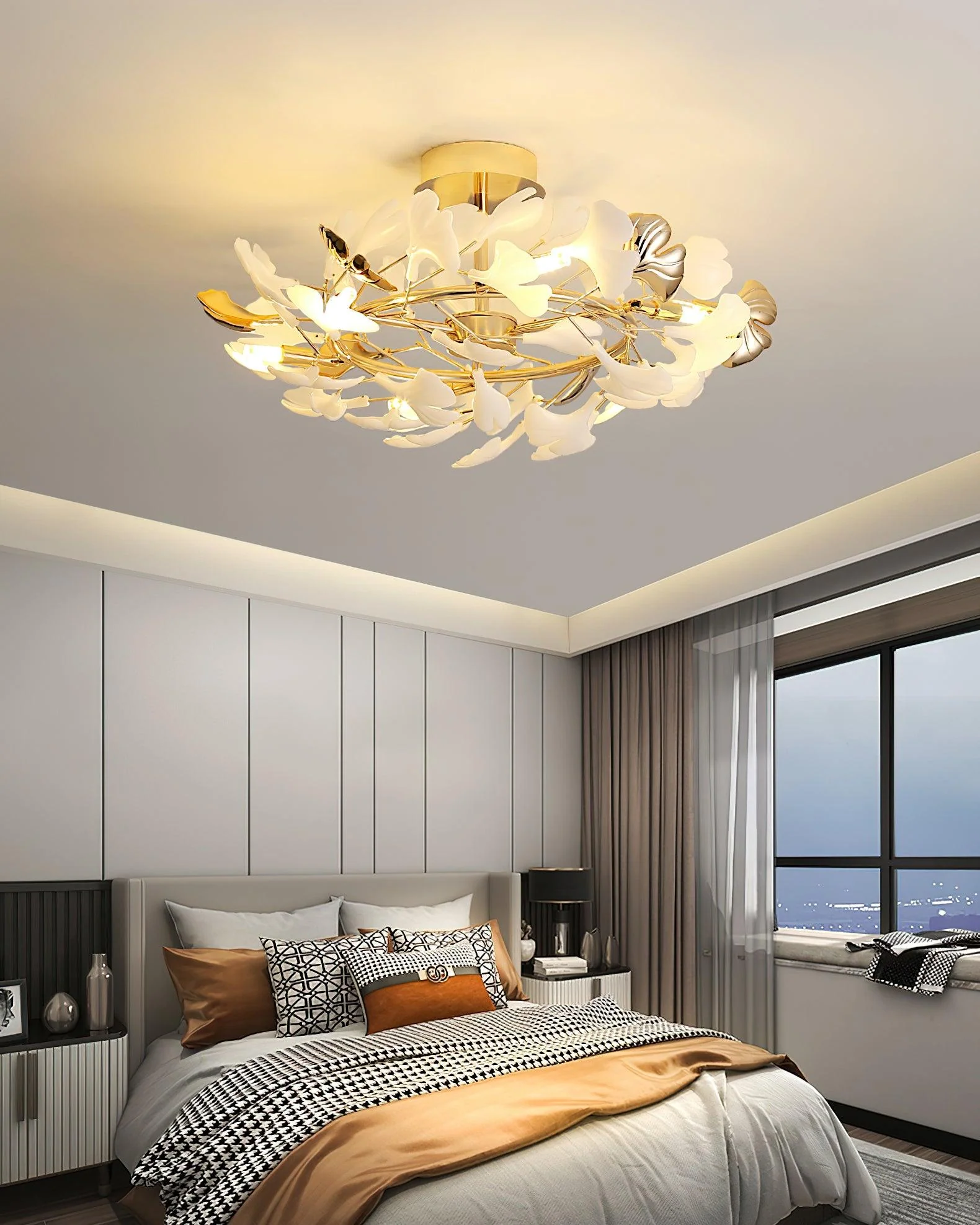 Artheel Premium Nordic Art Gingko Rotating Ceramics Ceiling Lamp - Image 45