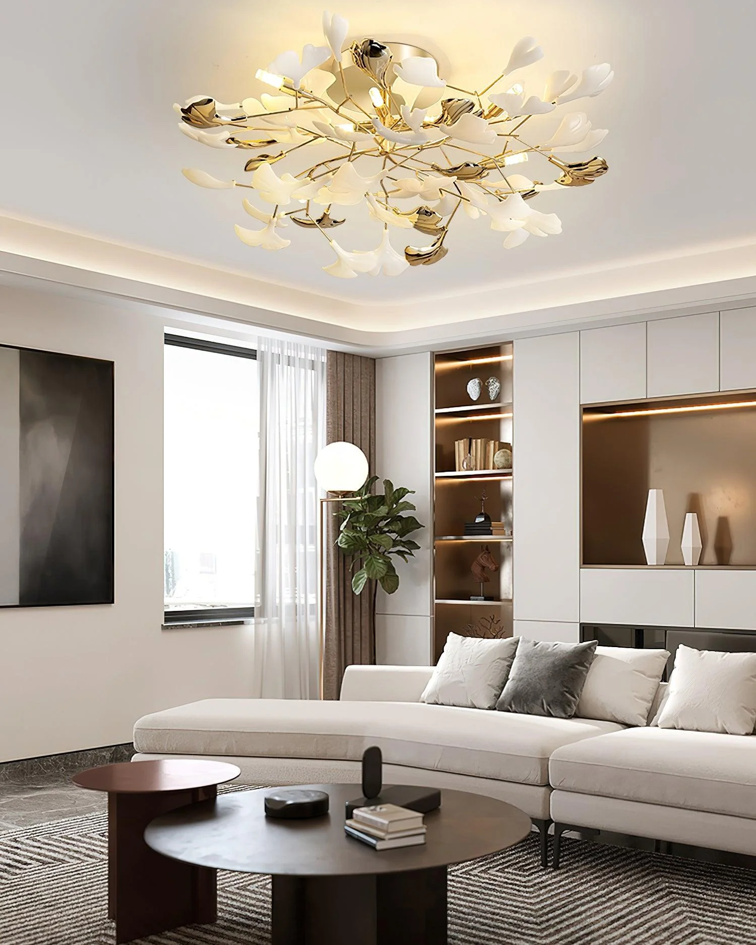 Artheel Premium Nordic Art Gingko Rotating Ceramics Ceiling Lamp - Image 5