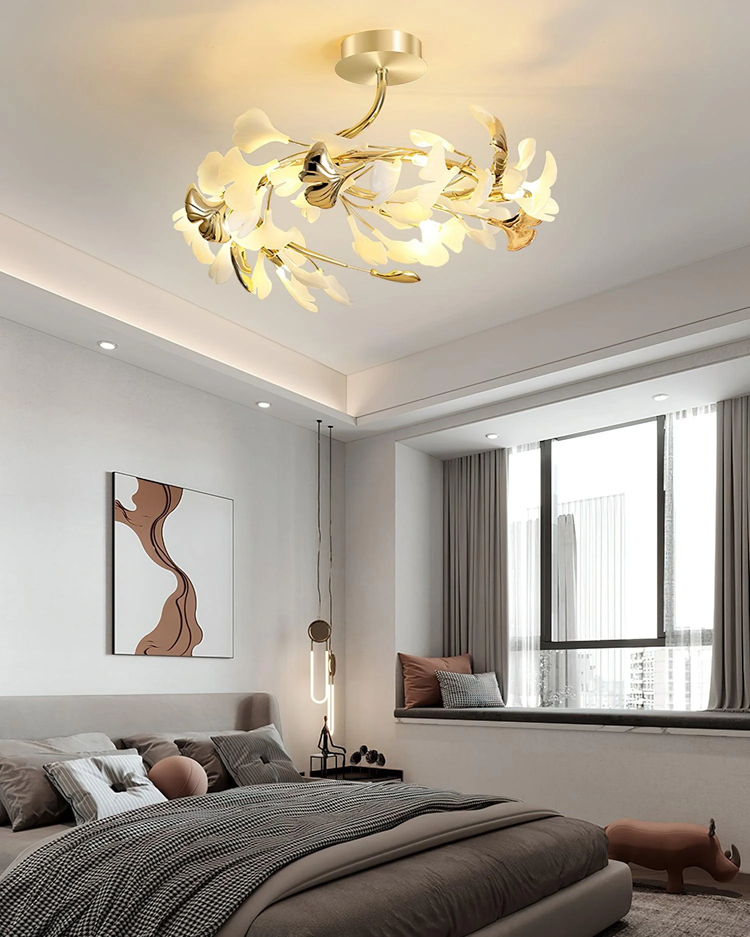 Artheel Premium Nordic Art Gingko Rotating Ceramics Ceiling Lamp - Image 56