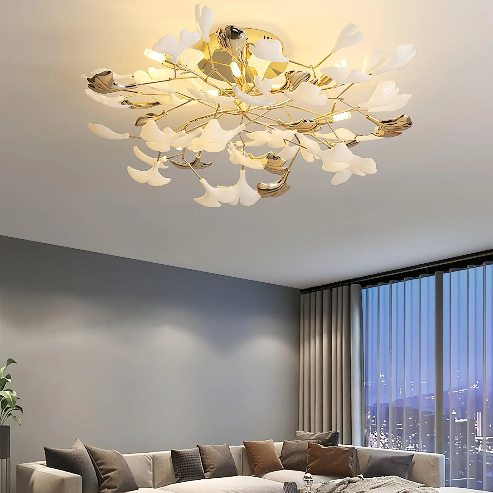 Artheel Premium Nordic Art Gingko Rotating Ceramics Ceiling Lamp - Image 57