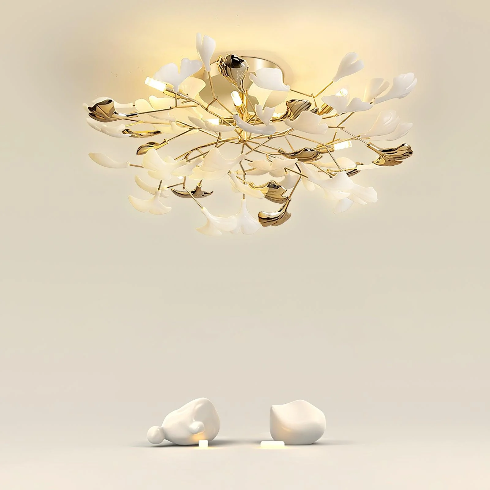 Artheel Premium Nordic Art Gingko Rotating Ceramics Ceiling Lamp - Image 58