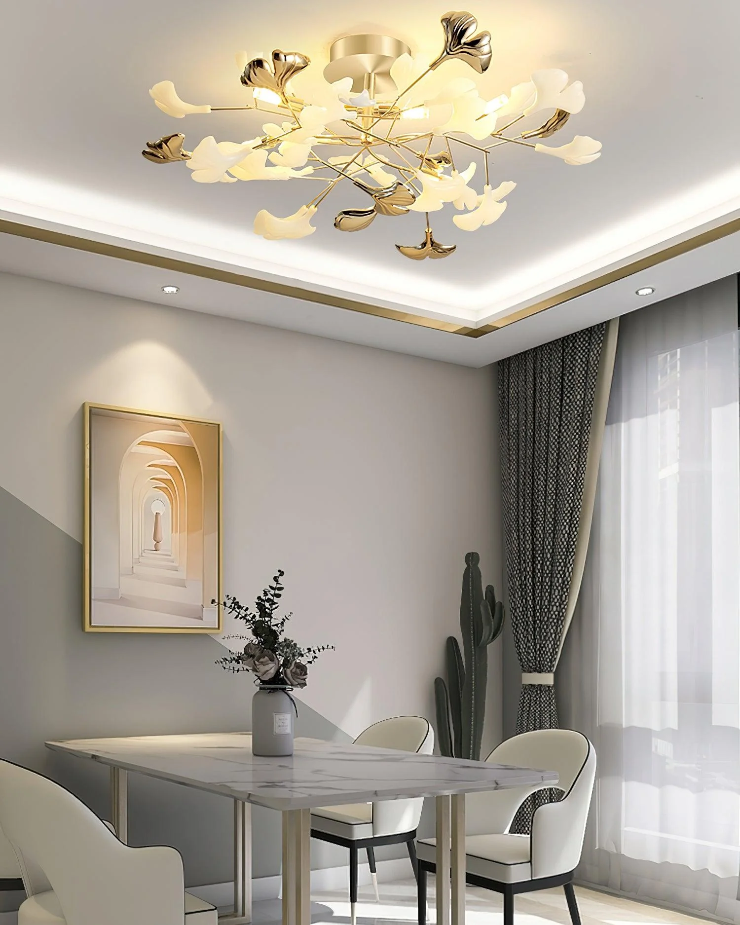 Artheel Premium Nordic Art Gingko Rotating Ceramics Ceiling Lamp - Image 6