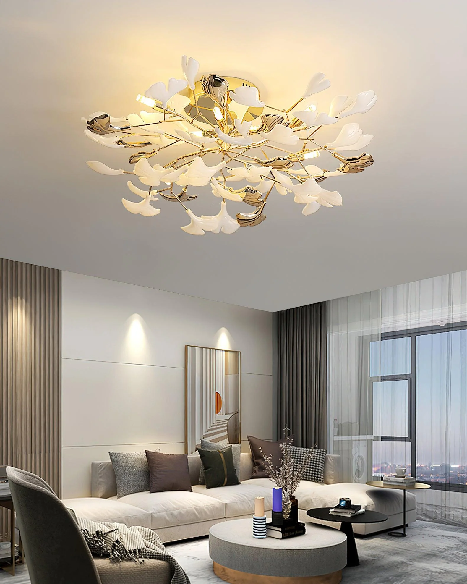 Artheel Premium Nordic Art Gingko Rotating Ceramics Ceiling Lamp - Image 61