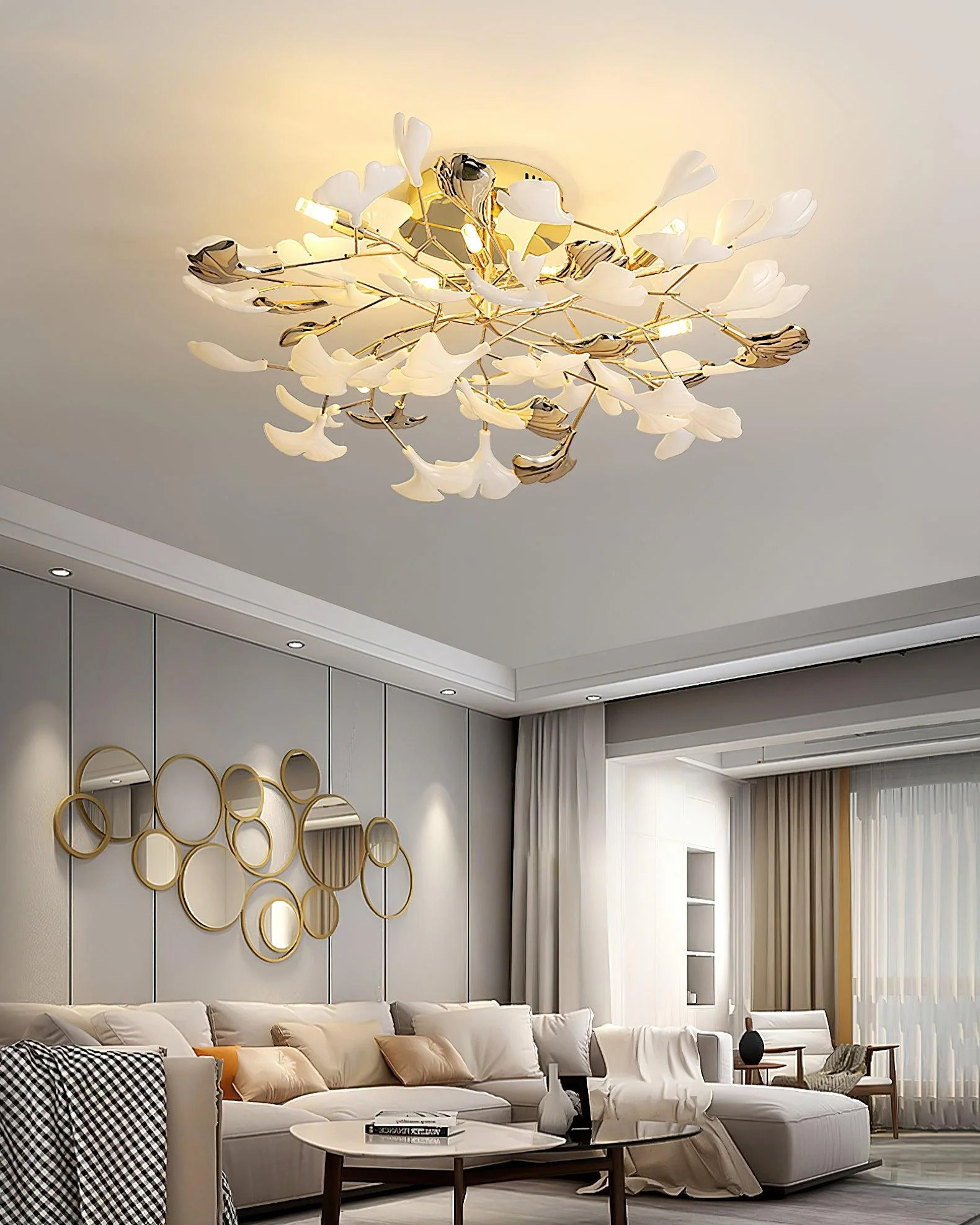 Artheel Premium Nordic Art Gingko Rotating Ceramics Ceiling Lamp - Image 7