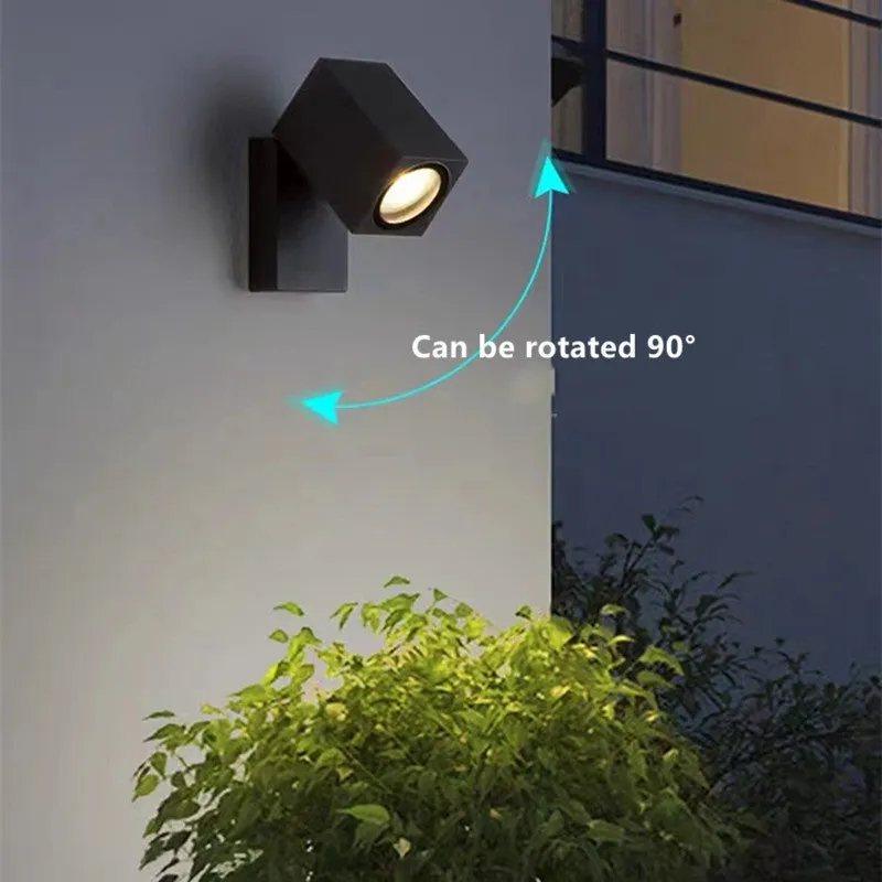 Artiq Modern Outdoor Rotatable Metal Spotlight Wall Lamp, Black - Image 4