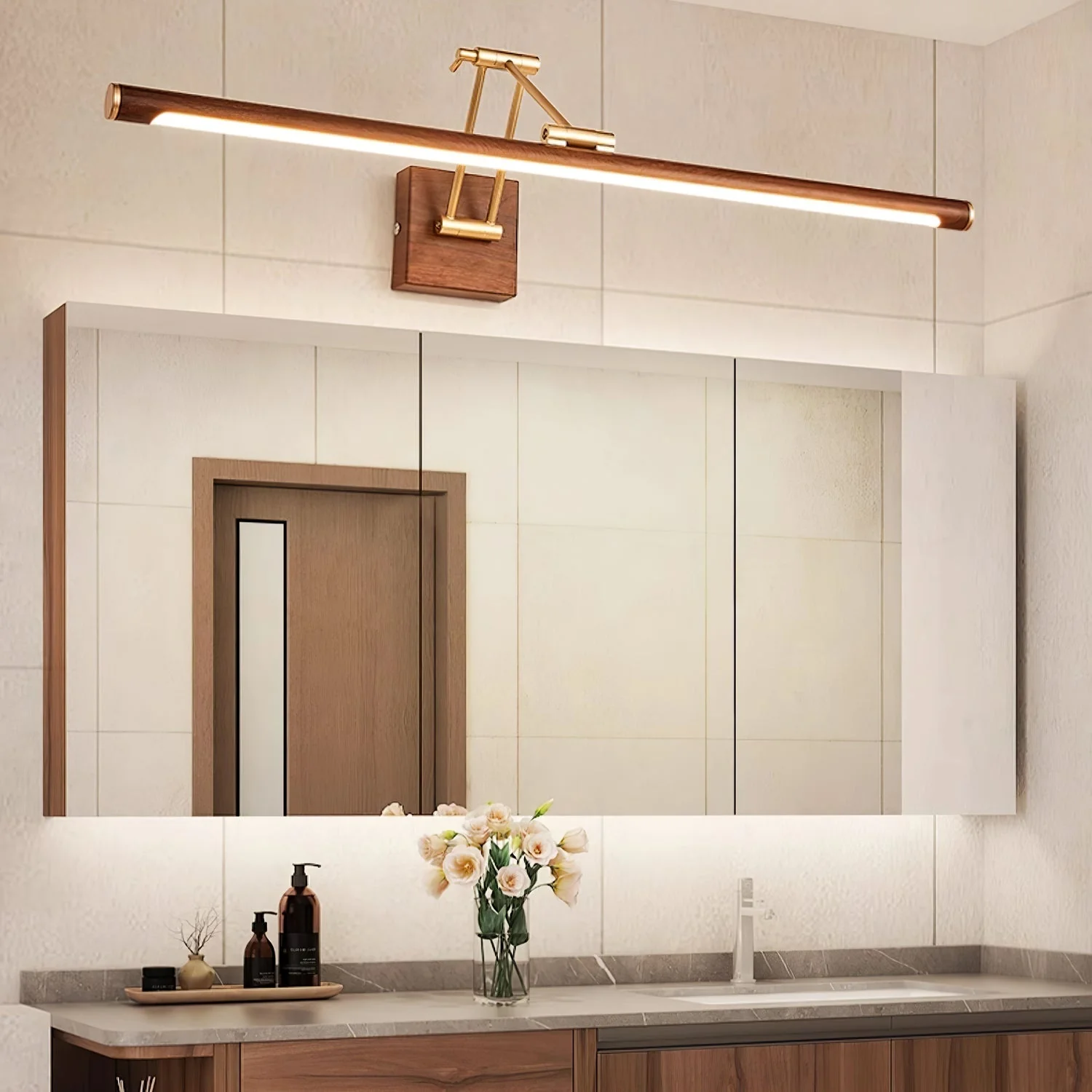 Arvararae Walnut Color Linear Adjustable Wall Light - Image 5