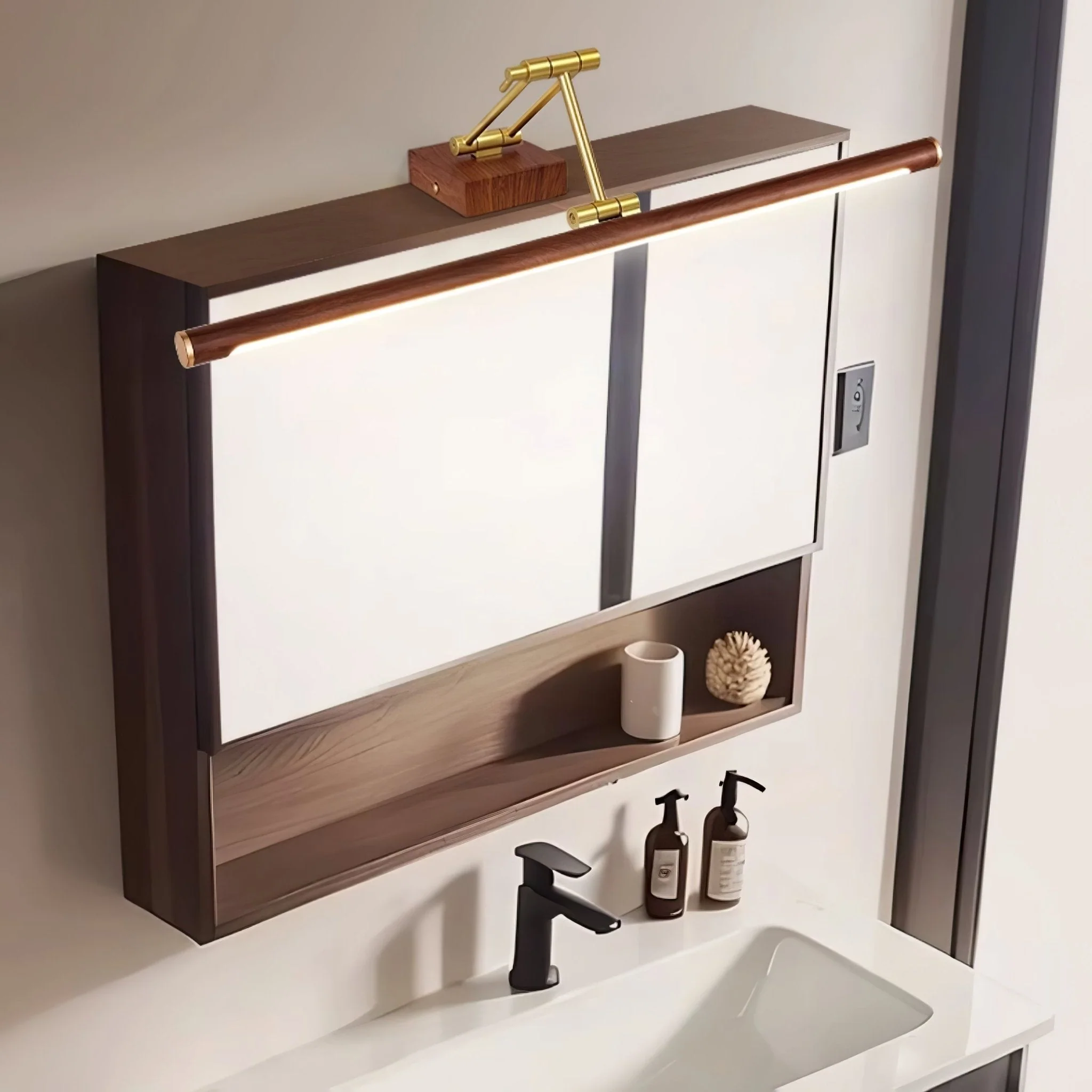 Arvararae Walnut Color Linear Adjustable Wall Light - Image 6