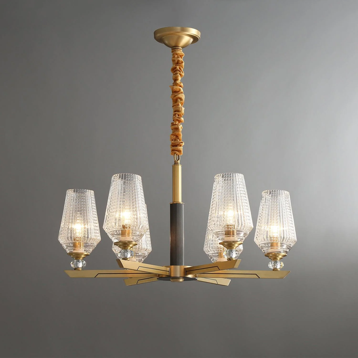 Astra Luxury Hexa Brass Chandelier - Image 5