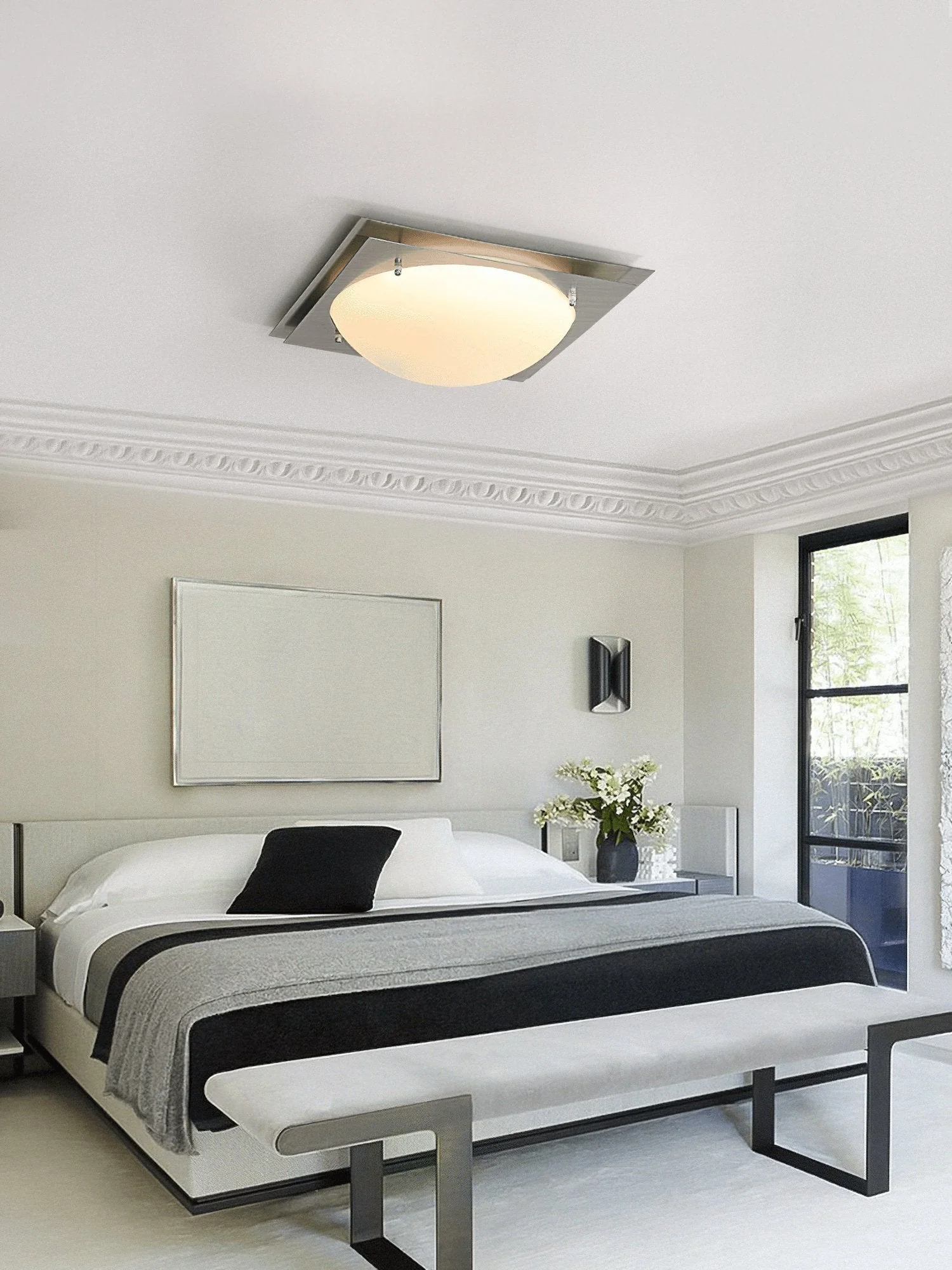 Astrain Glass & steel Ceiling Lamp - Image 4