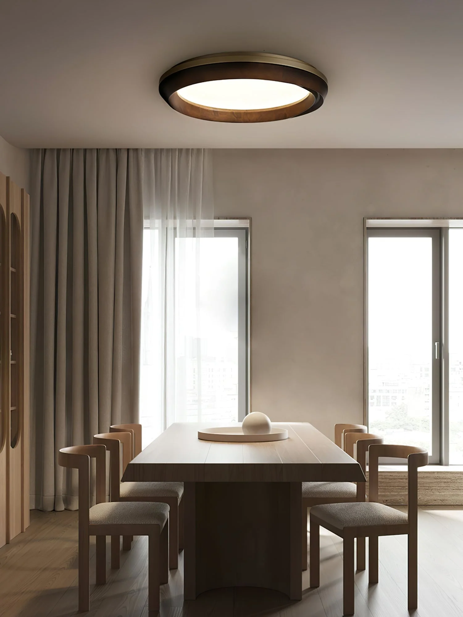 Aurdoreth Modern Minimalist Ripple Wood Ceiling Light - Image 23