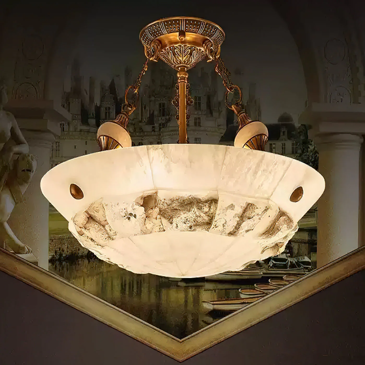 Auremont Carved Alabaster Ceiling Light - Image 11