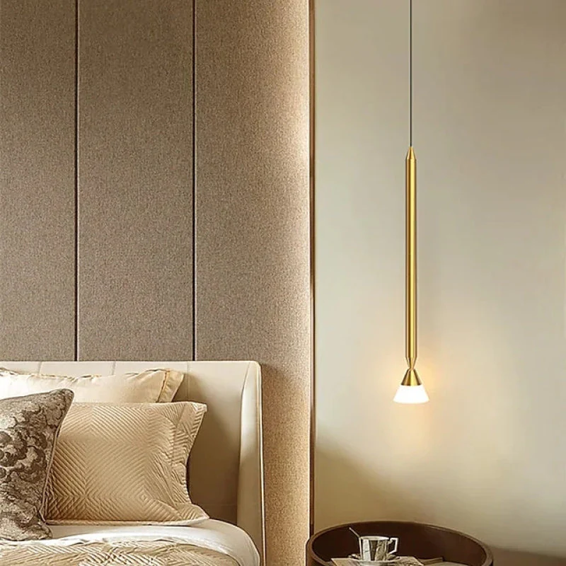 Auri Linear Metal Pendant Light Bedside, Black & Gold - Image 3