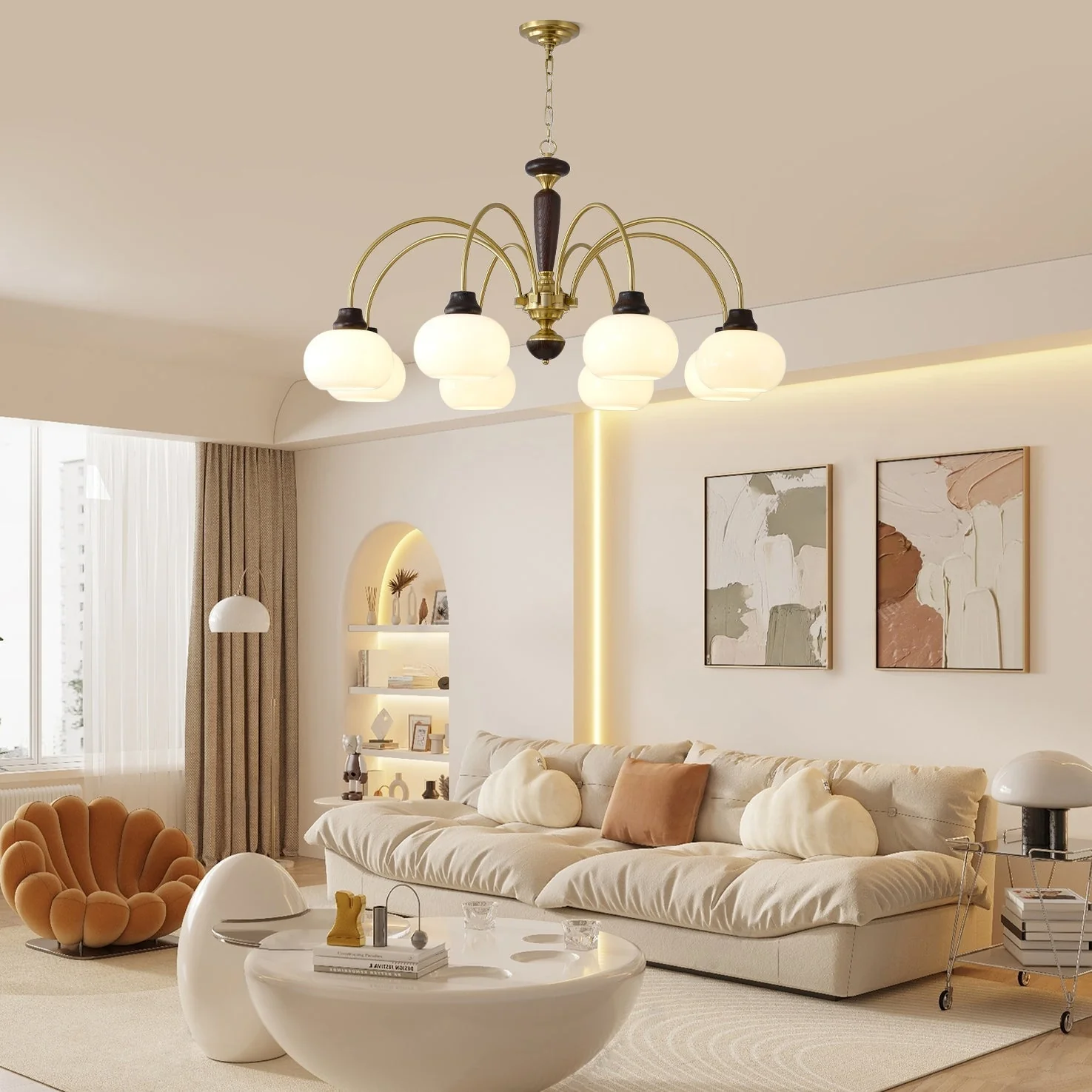 Aurora Chandelier Arched Globe White Shade - Image 11