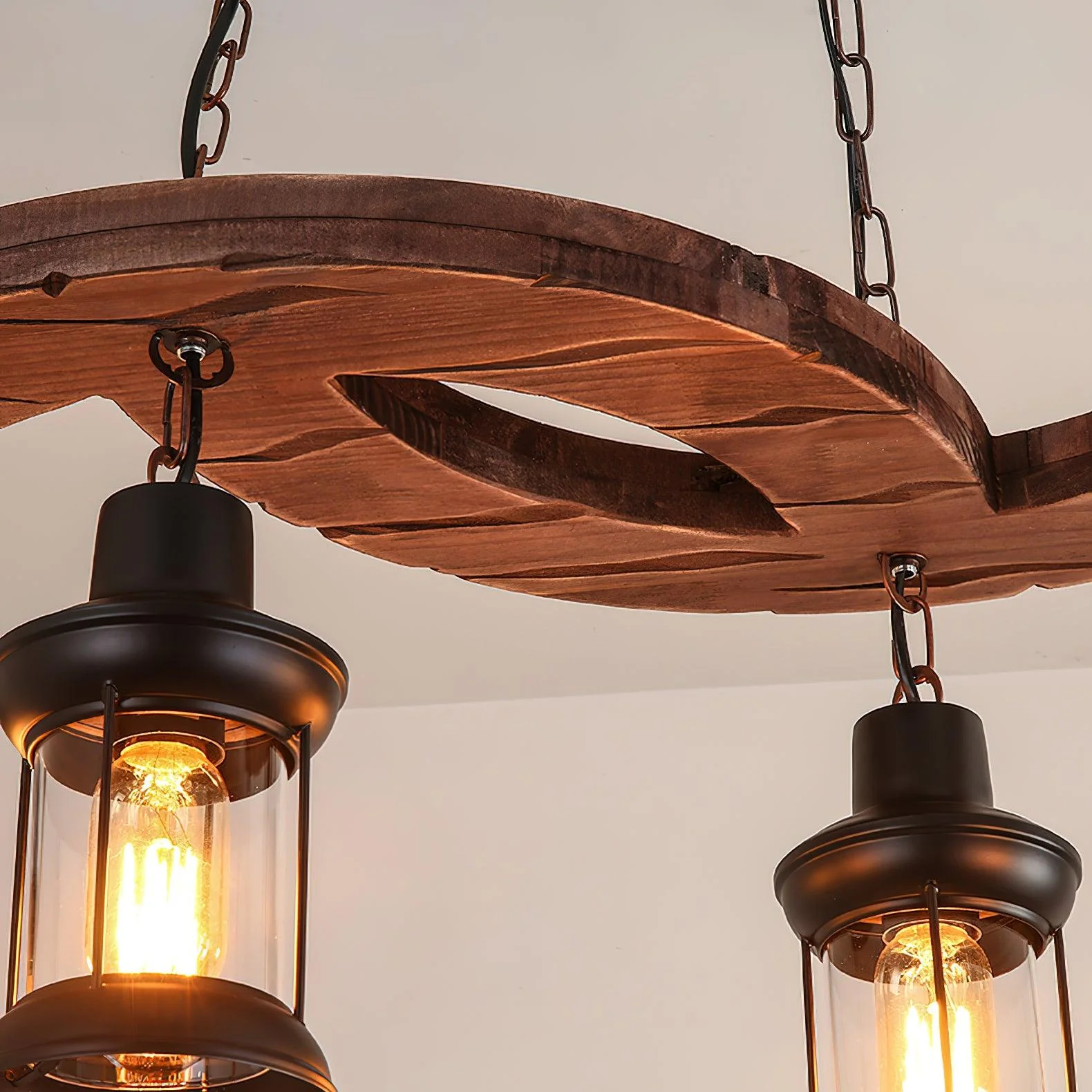 Aurora Chandelier Boat Wood Vintage - Image 13