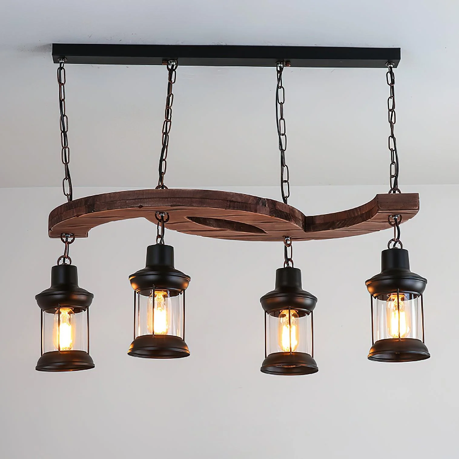 Aurora Chandelier Boat Wood Vintage - Image 15
