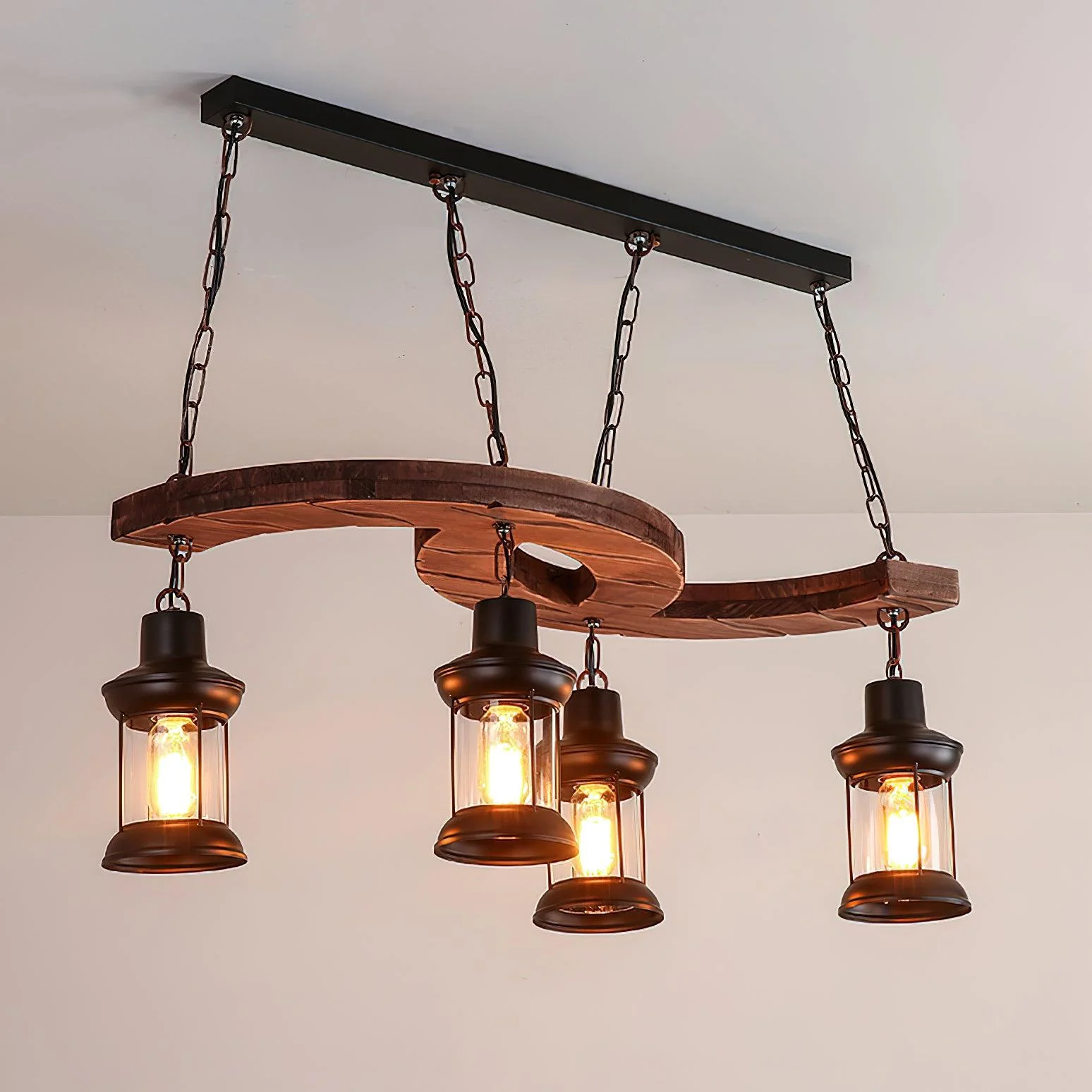 Aurora Chandelier Boat Wood Vintage - Image 16