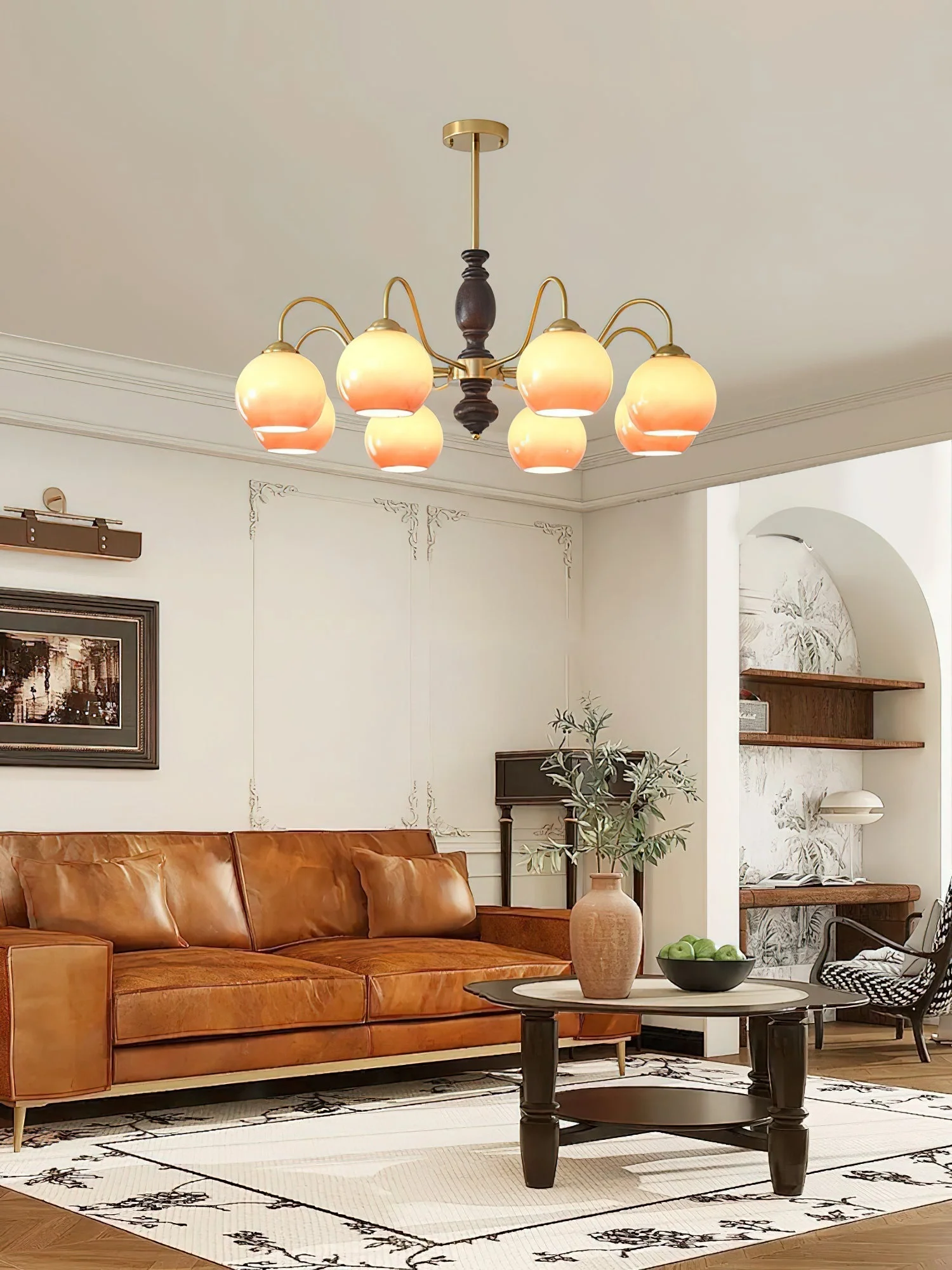 Aurora Chandelier Caramel Orb Curved Arm - Image 10