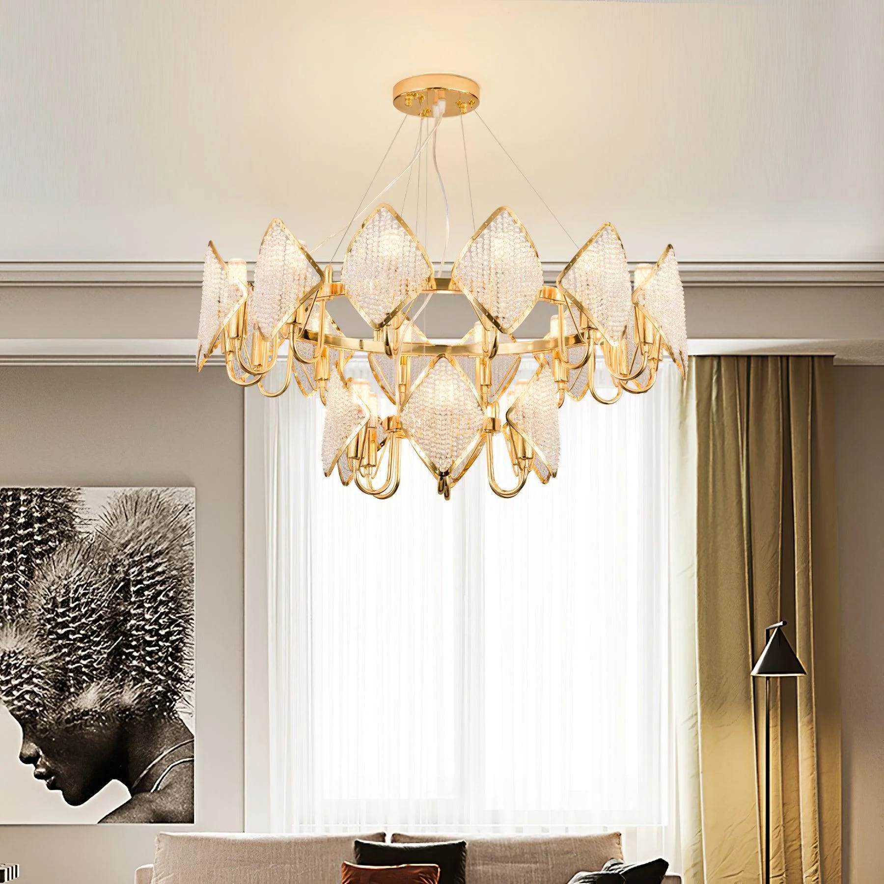 Aurora Chandelier Crystal Leaf Double-Tier - Image 4