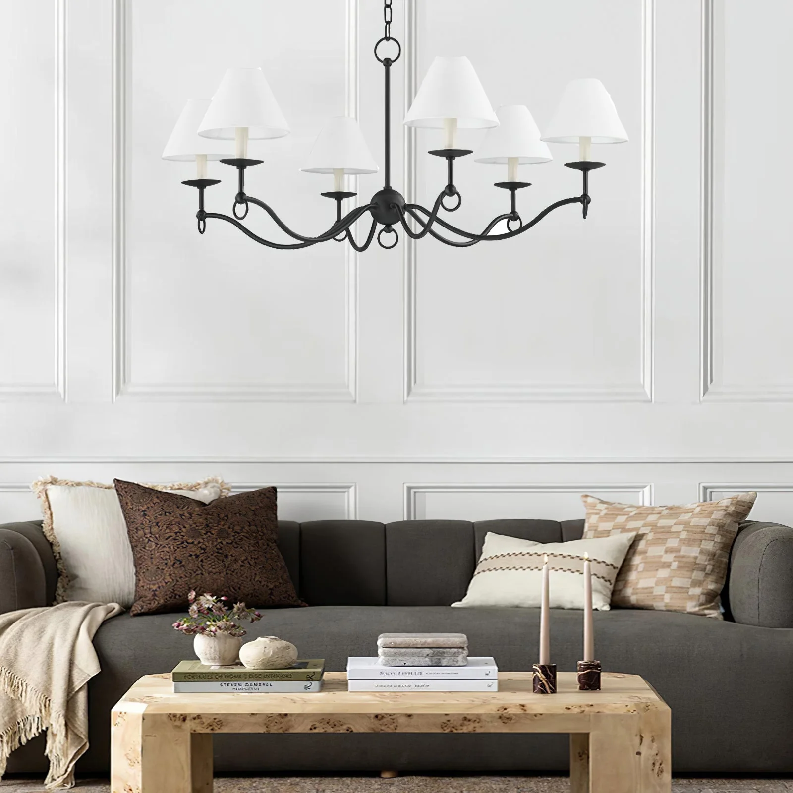 Aurora Chandelier Curved Arms Vintage - Image 7