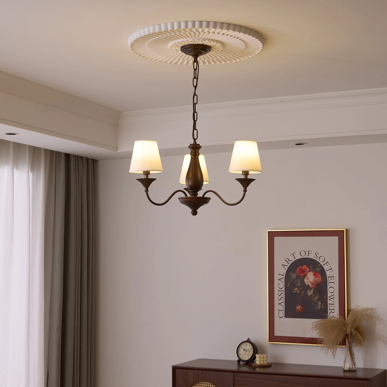 Aurora Chandelier Fabric Shade Vintage - Image 10