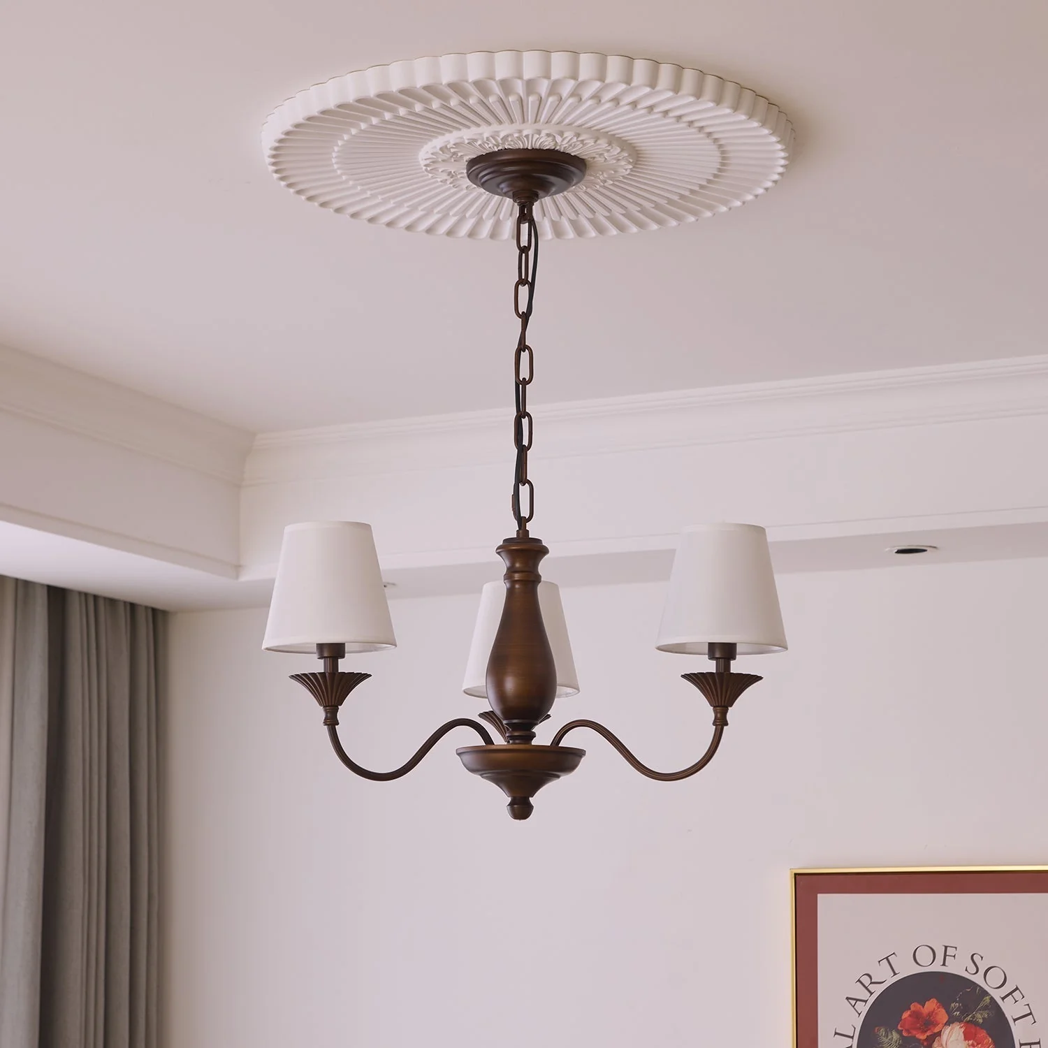 Aurora Chandelier Fabric Shade Vintage - Image 11
