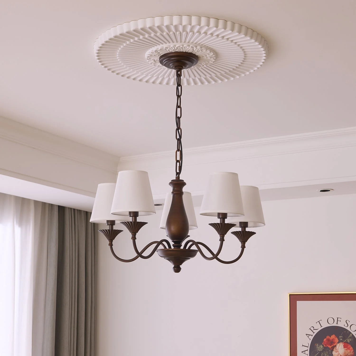 Aurora Chandelier Fabric Shade Vintage - Image 13