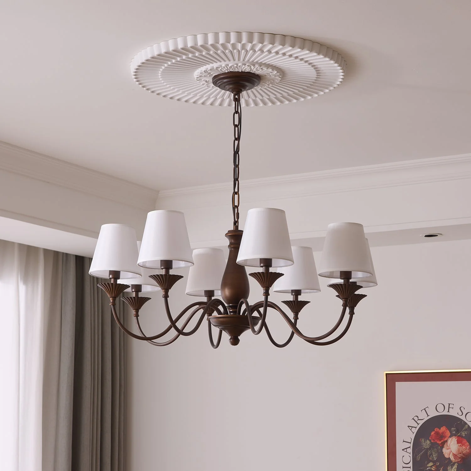 Aurora Chandelier Fabric Shade Vintage - Image 14