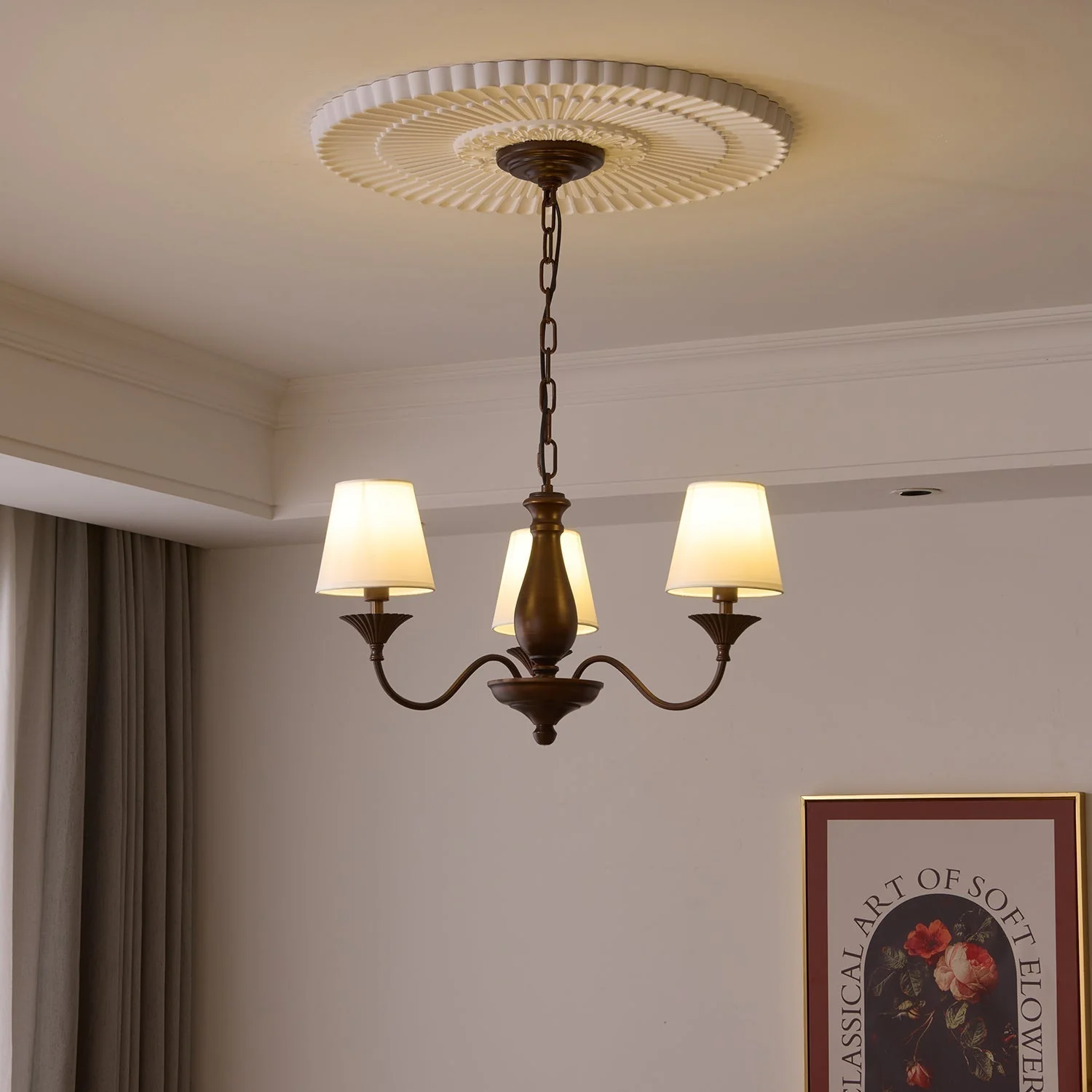 Aurora Chandelier Fabric Shade Vintage - Image 17