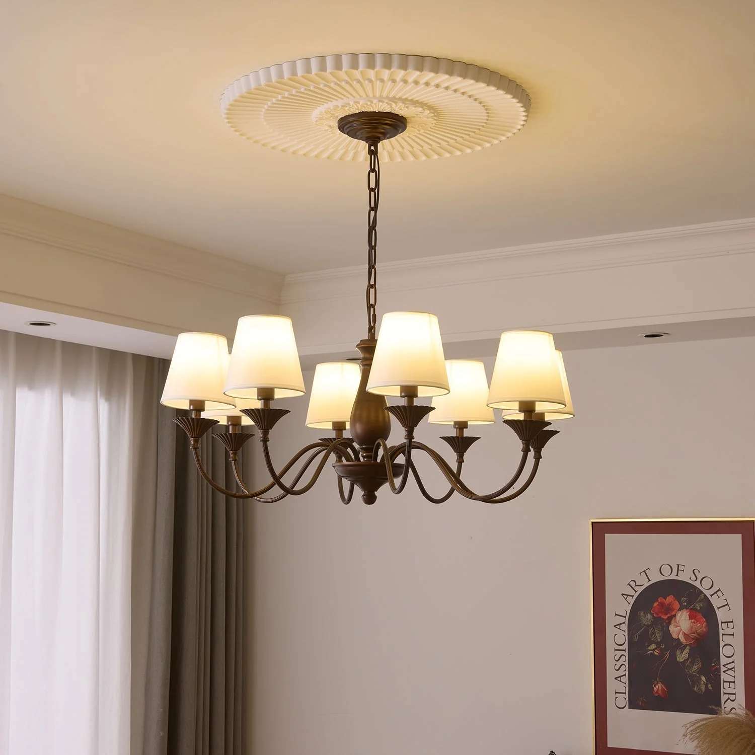 Aurora Chandelier Fabric Shade Vintage - Image 18