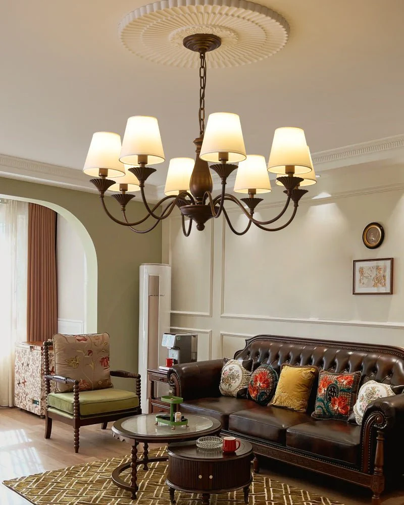 Aurora Chandelier Fabric Shade Vintage - Image 22