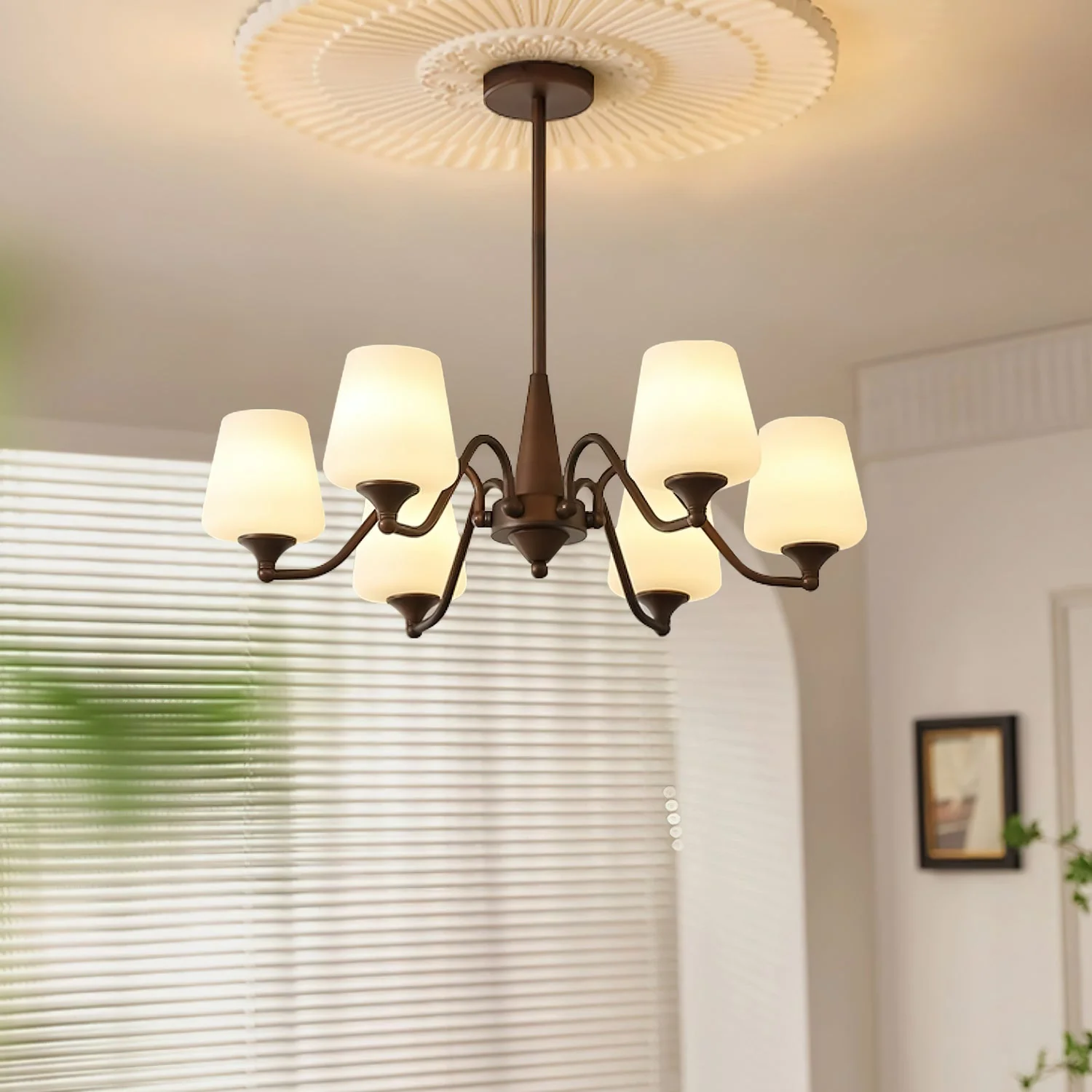 Aurora Chandelier Frosted Glass Shades - Image 10