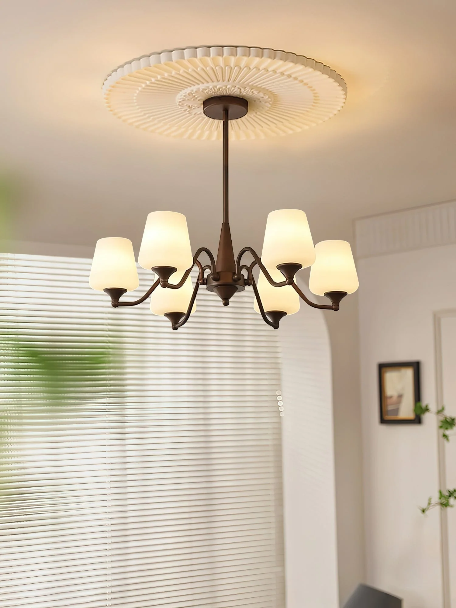 Aurora Chandelier Frosted Glass Shades - Image 11