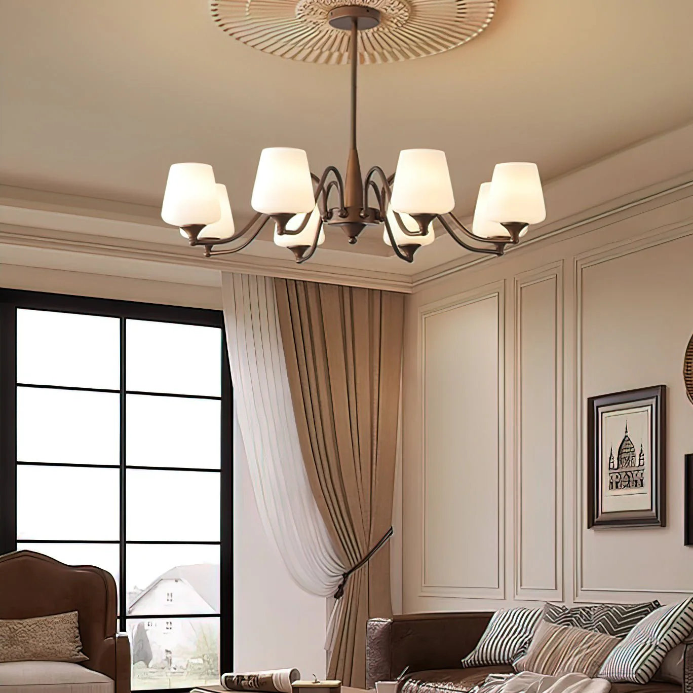 Aurora Chandelier Frosted Glass Shades - Image 12