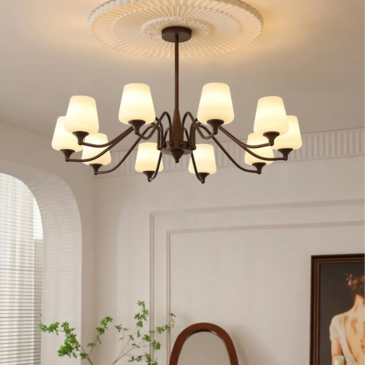 Aurora Chandelier Frosted Glass Shades - Image 13