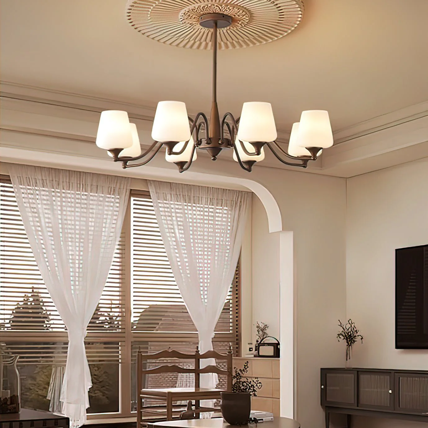 Aurora Chandelier Frosted Glass Shades - Image 16
